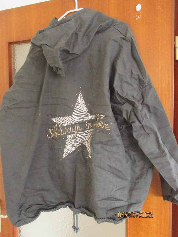 damen Jacke leicht mit stern grau gr. xxl mit kaputze 