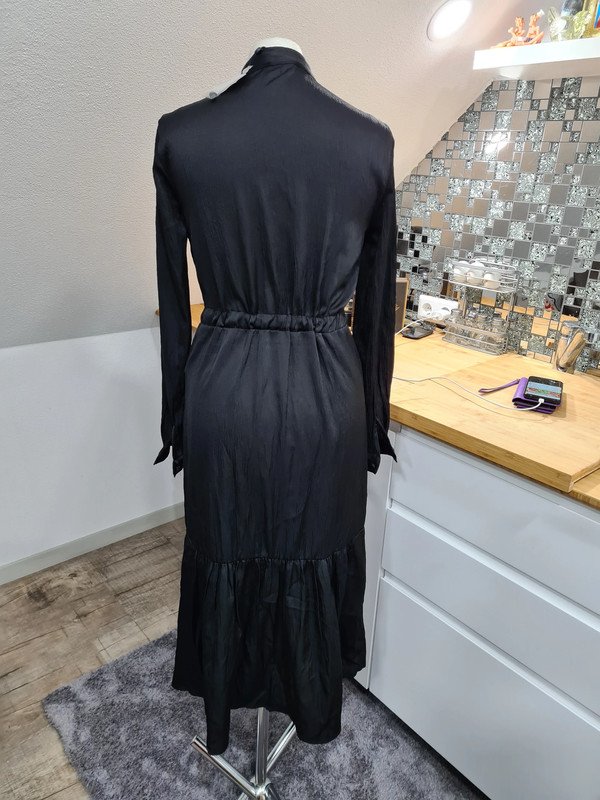 Blusenkleid Gr. XS Object schwarz Langarm Midikleid