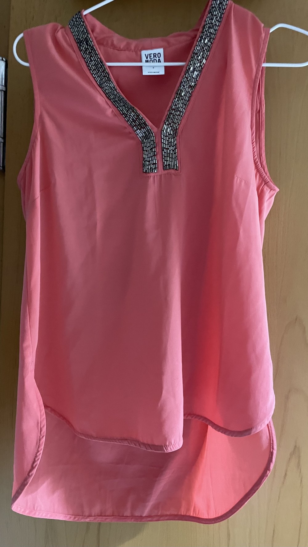 Korallrote Tunikabluse Top Strass Vero Moda S