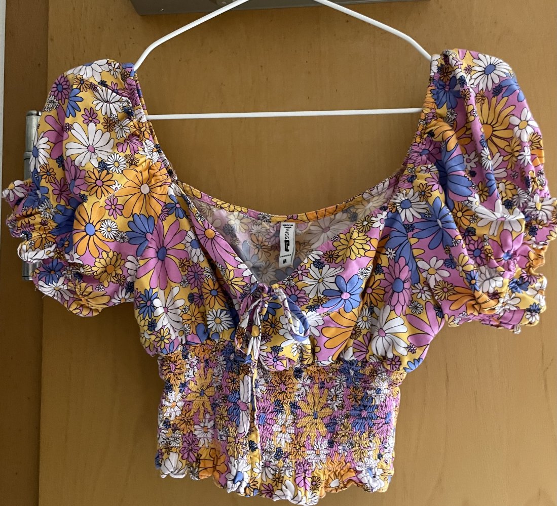 Oranges Offshoulder Crop Top mit Blumen M (S) New Yorker