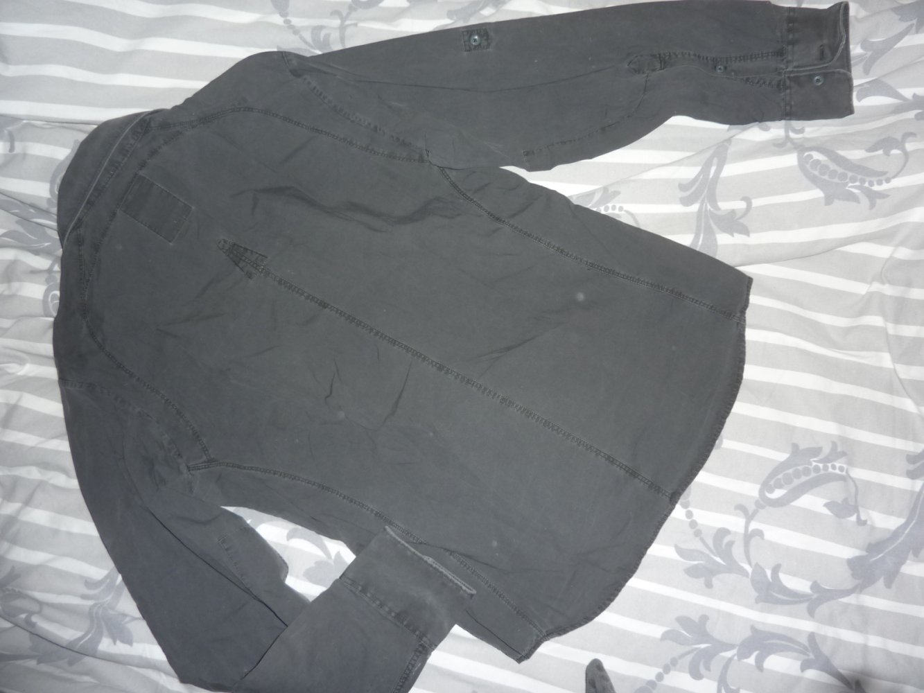 Herren Hemd G. Star RAW grau L schmal wie M 48 50 Brust 54 cm Baumwolle Langarm