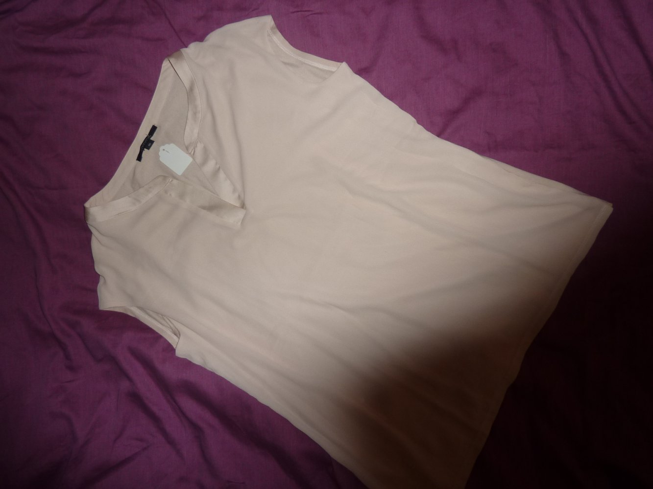 Damen Tunika Shirt Bluse NEUwertig Comma rosa M 40 mit kleinem Stehkragen in Satin