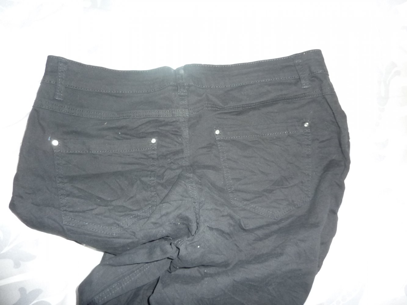Damen Hose NEU 42 schwarz Crash Stoff Baumwolle Nizza keine Jeans