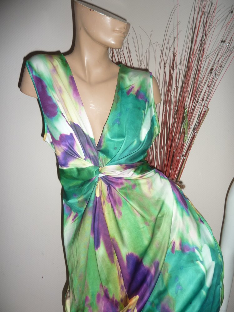 Kleid Stretch NEU 42 44 XXL Maxikleid Sommerkleid Coctailkleid Abendkleid grün lila 