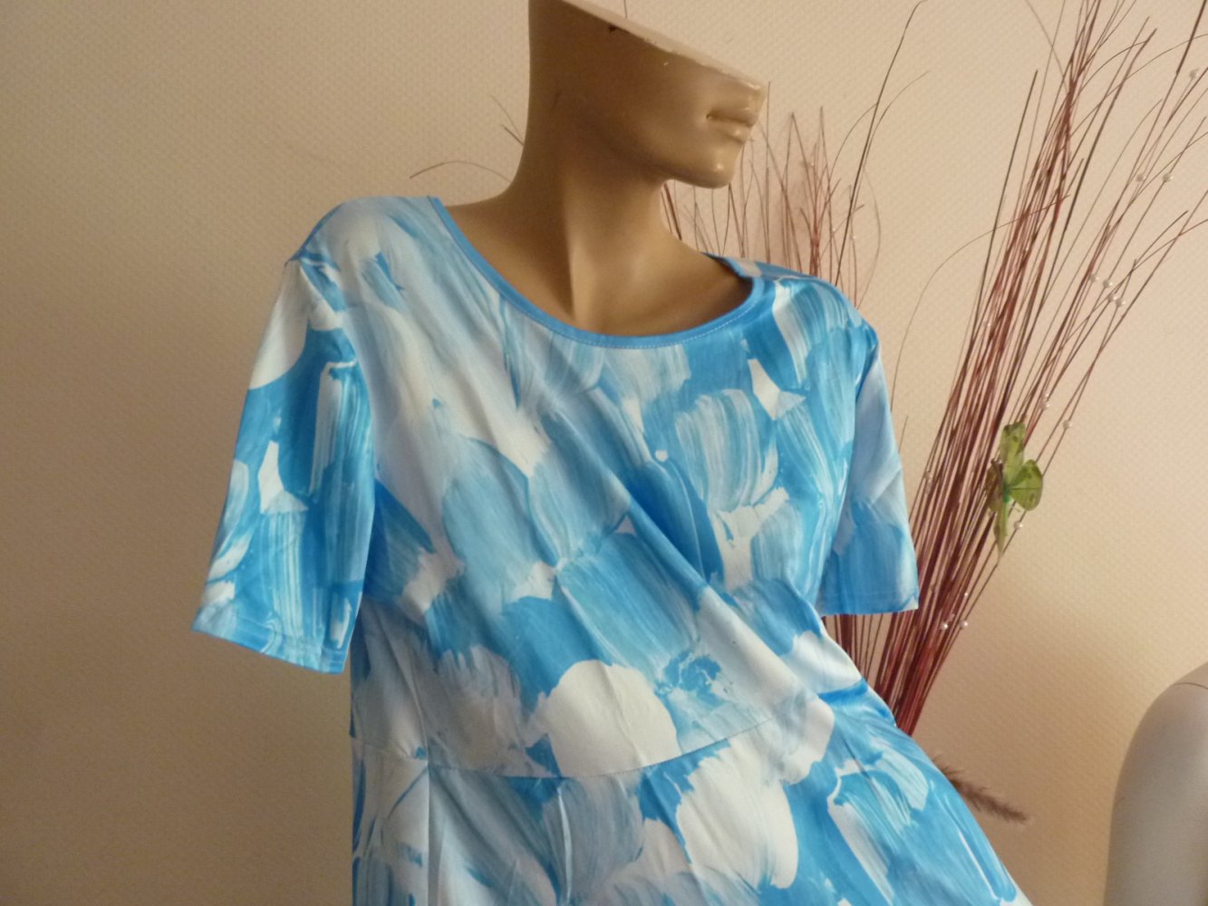 KLeid NEU XXL Stretch blau 44 46 48 Sommerkleid Midikleid Maxikleid Kofferkleid Coctailkleid