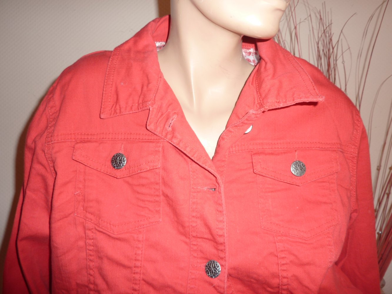 Damen Jeans Jacke Jeansjacke Übergangsjacke 44 XL rot NEUwertig Baumwolle