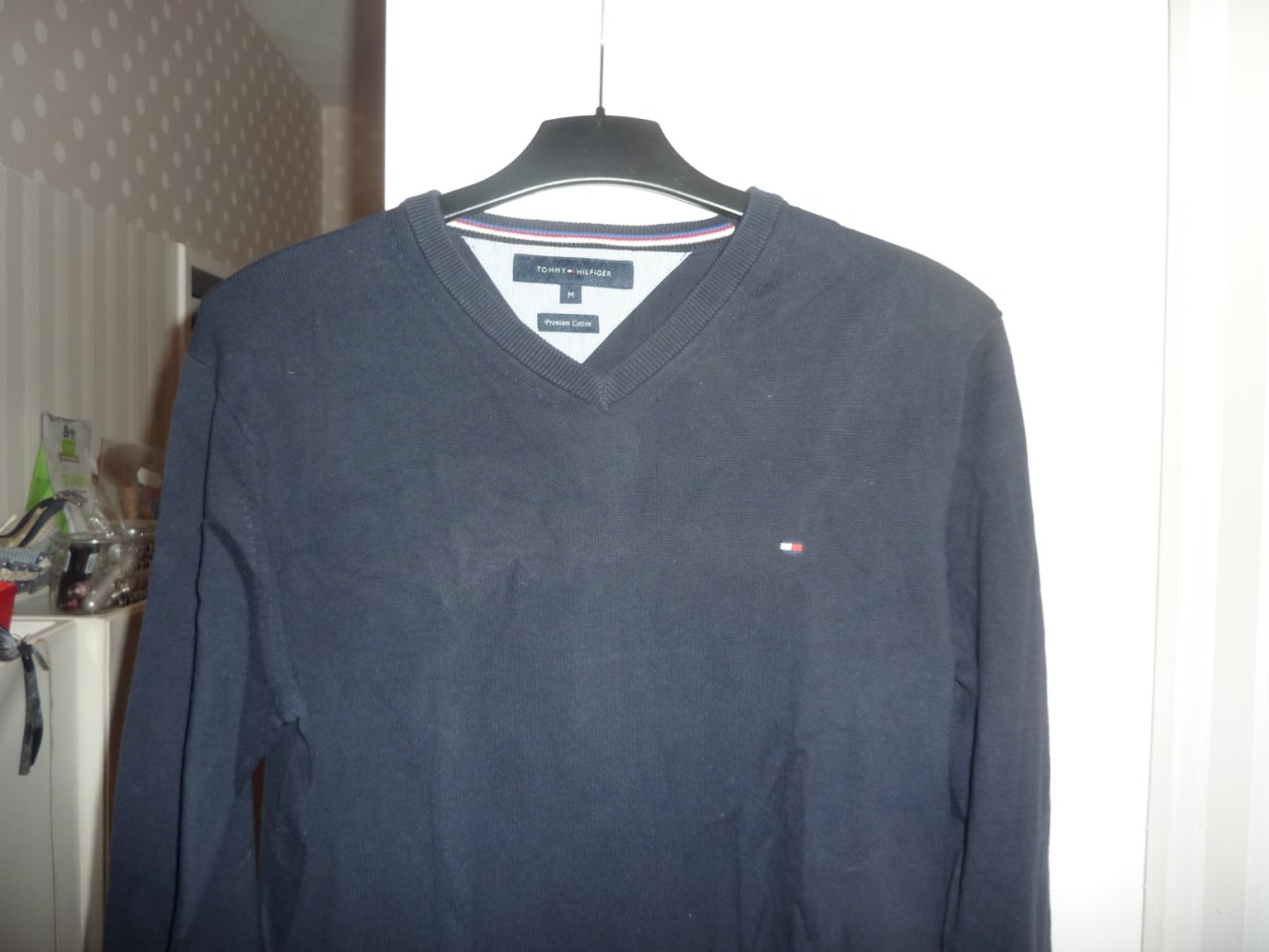 Herren Pullover Tommy Hilfiger M 48 50 dunkel blau Pulli Baumwolle Brust ca 57 cm