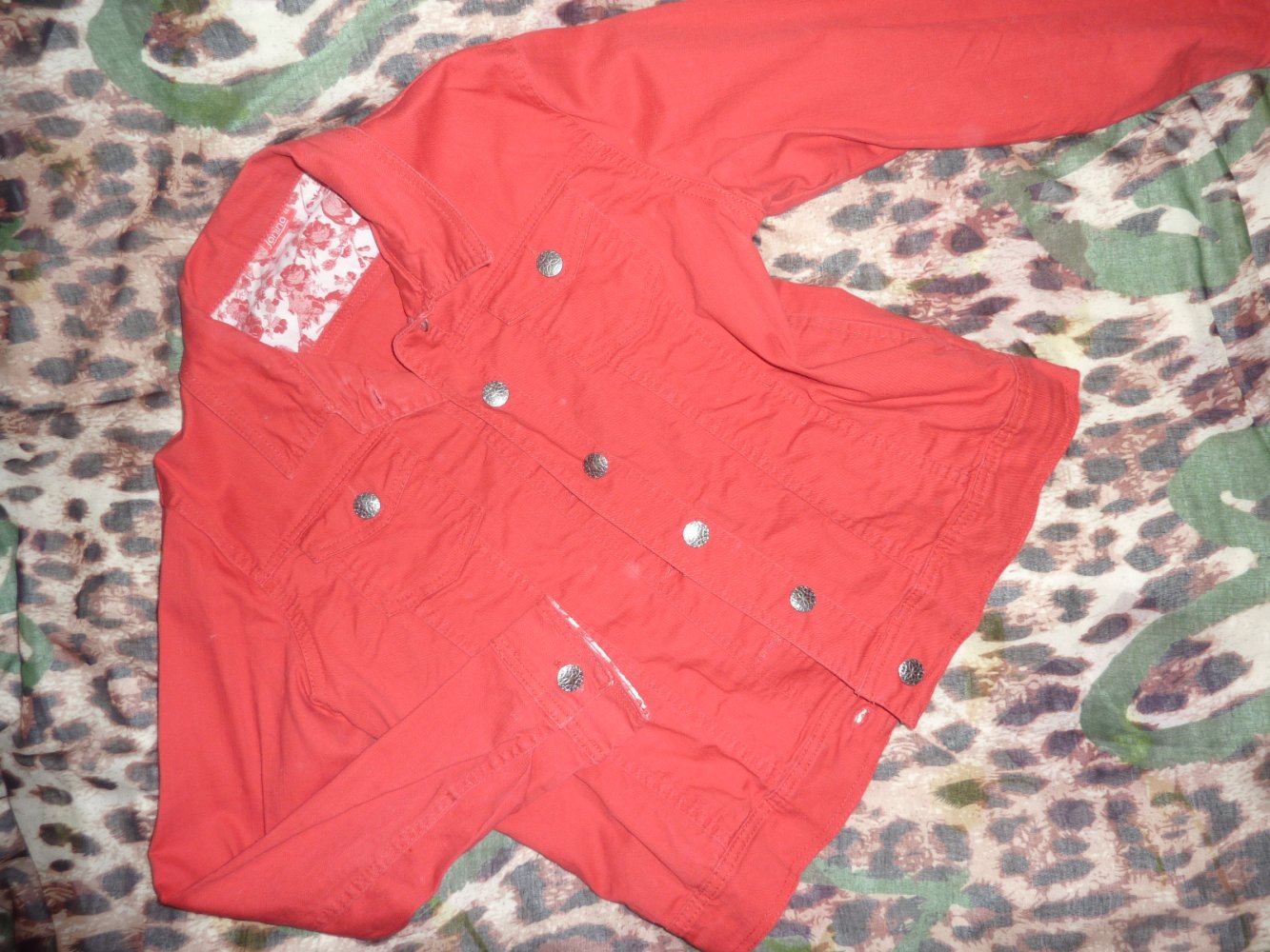 Damen Jeans Jacke Jeansjacke Übergangsjacke 44 XL rot NEUwertig Baumwolle