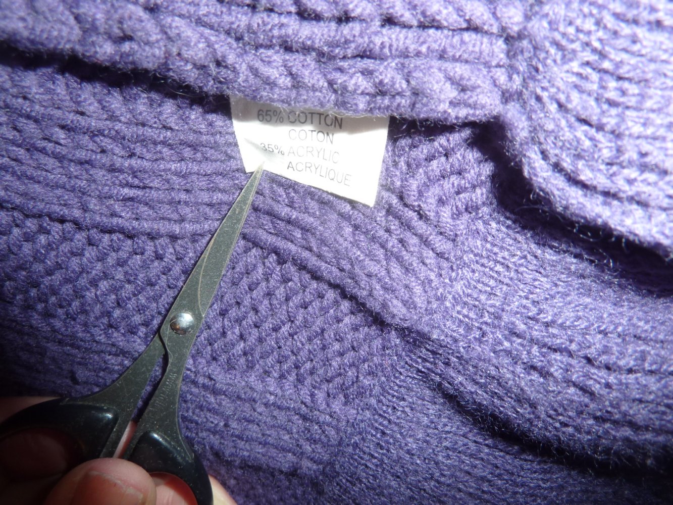 Damen Strickjacke lang Cardigan Strickmantel 44 46 XL lila MIT Baumwolle