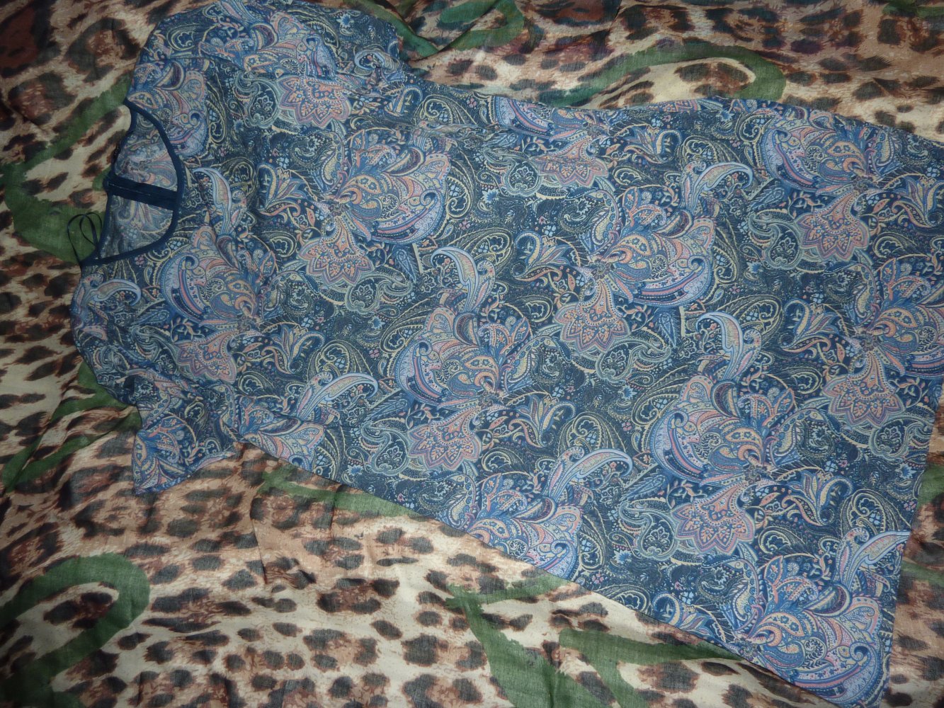 Kleid L XL 44 blau LC WAikiki Sommerkleid kurzarm leicht Tunika lang 