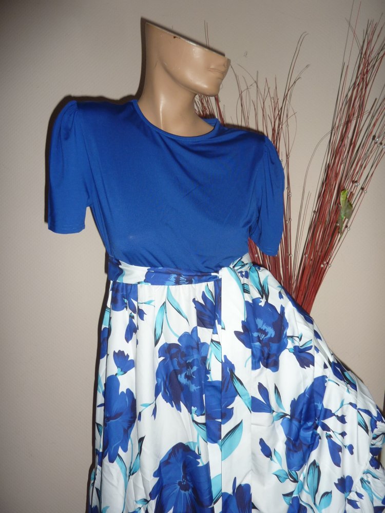 KLeid lang NEU 42 L royal blau Sommerkleid Maxikleid kurzarm evtl Abendkleid