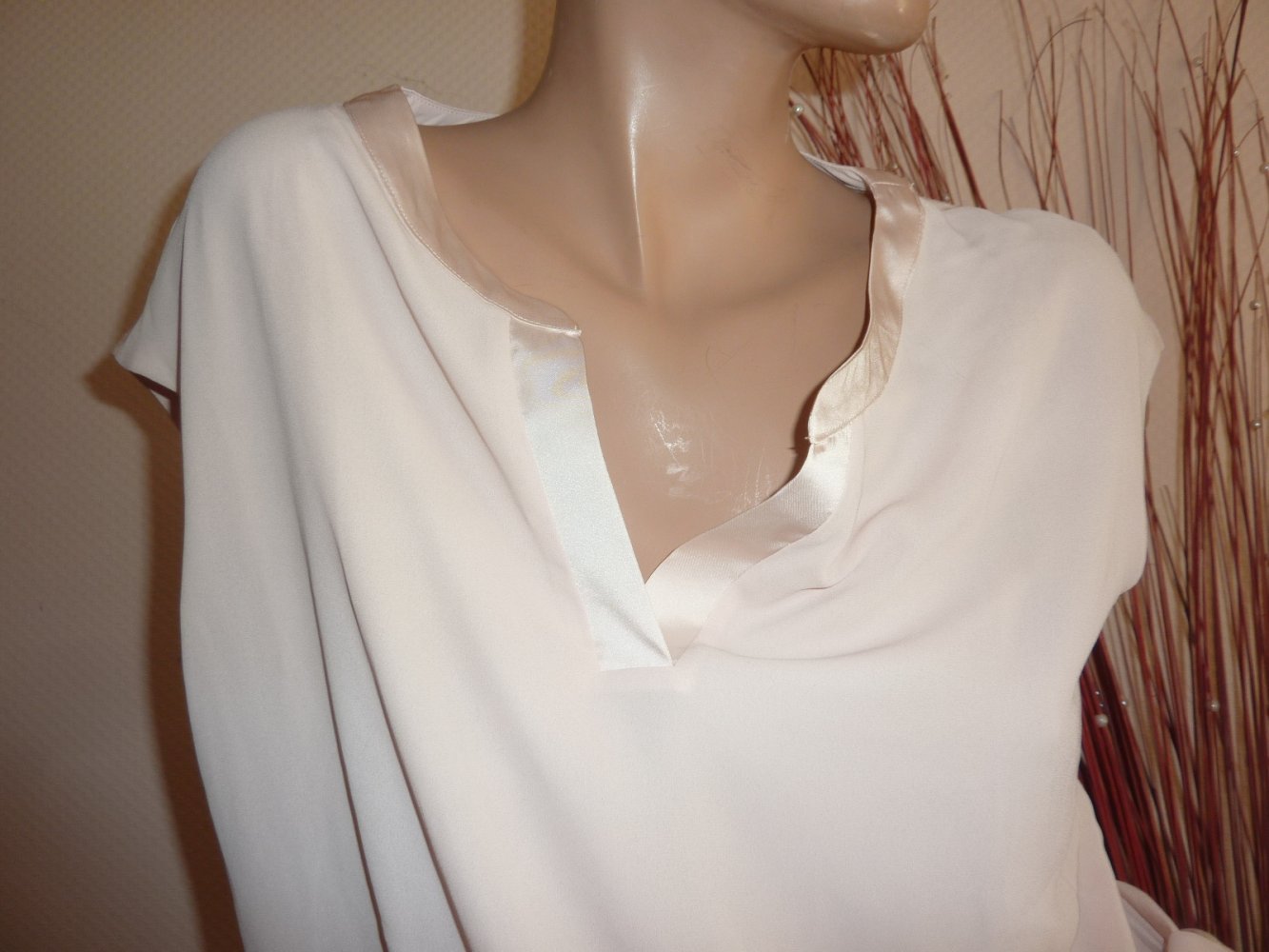 Damen Tunika Shirt Bluse NEUwertig Comma rosa M 40 mit kleinem Stehkragen in Satin
