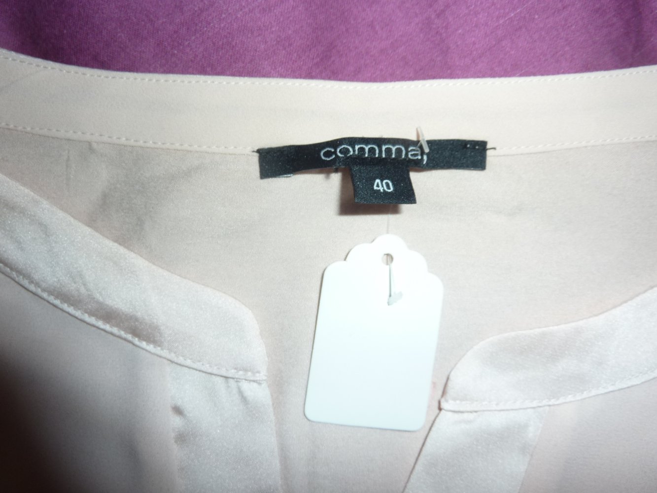 Damen Tunika Shirt Bluse NEUwertig Comma rosa M 40 mit kleinem Stehkragen in Satin