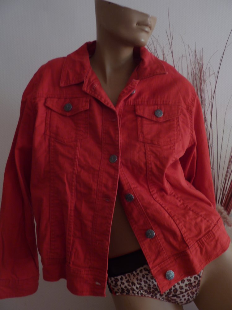 Damen Jeans Jacke Jeansjacke Übergangsjacke 44 XL rot NEUwertig Baumwolle