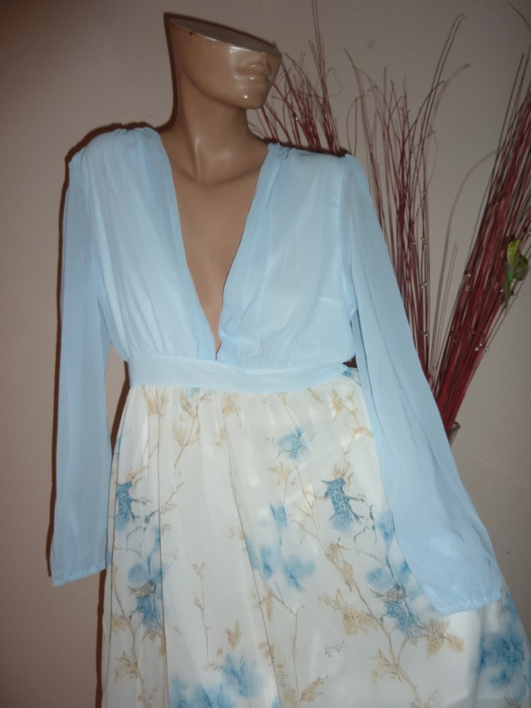 KLeid NEU L 42 44 Maxikleid Sommerkleid Abendkleid langarm Chiffon