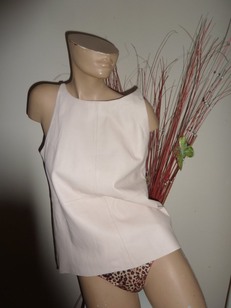 Top NEU 149 € von Coster Copenhagen 38 40 M L Sommertop Trägertop aus echtem Leder Ledertop rosé puderrosa