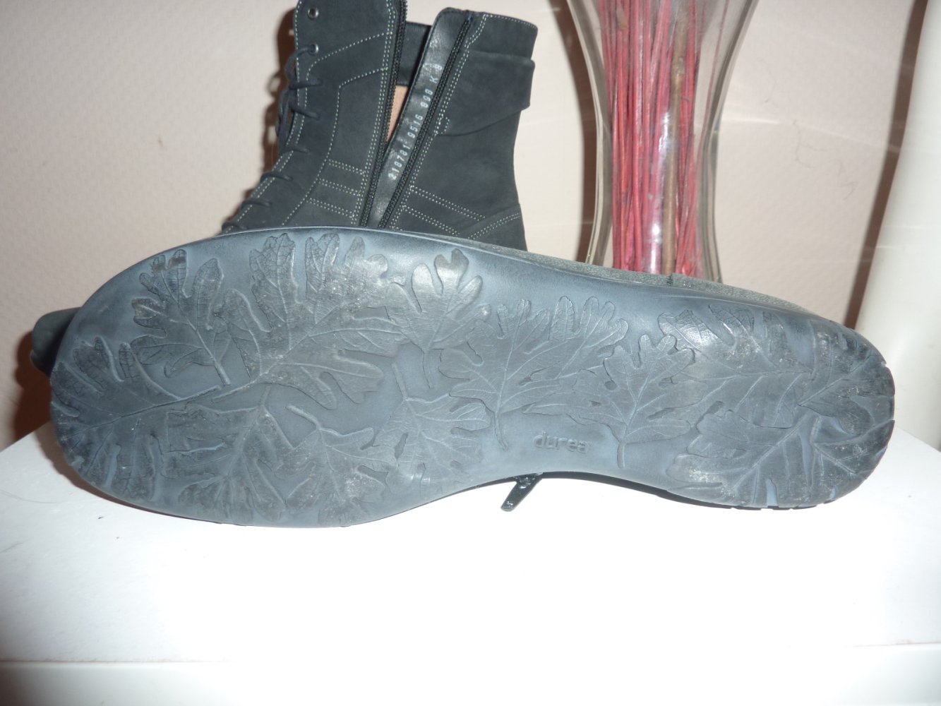 Damen Stiefel NEU verfärbt Stiefelette Boots 42 anthrazit LEDER Wildleder Marke Durea 