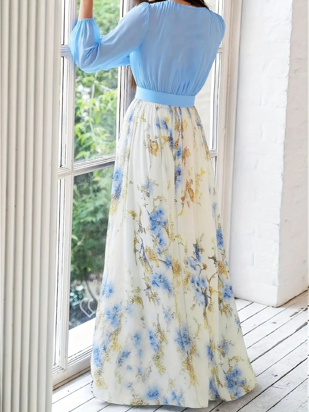 KLeid NEU L 42 44 Maxikleid Sommerkleid Abendkleid langarm Chiffon