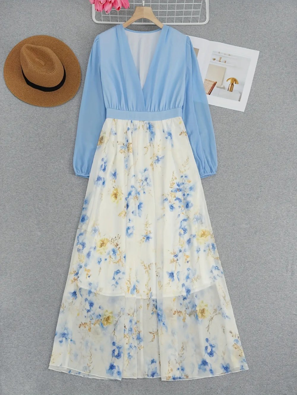 KLeid NEU L 42 44 Maxikleid Sommerkleid Abendkleid langarm Chiffon