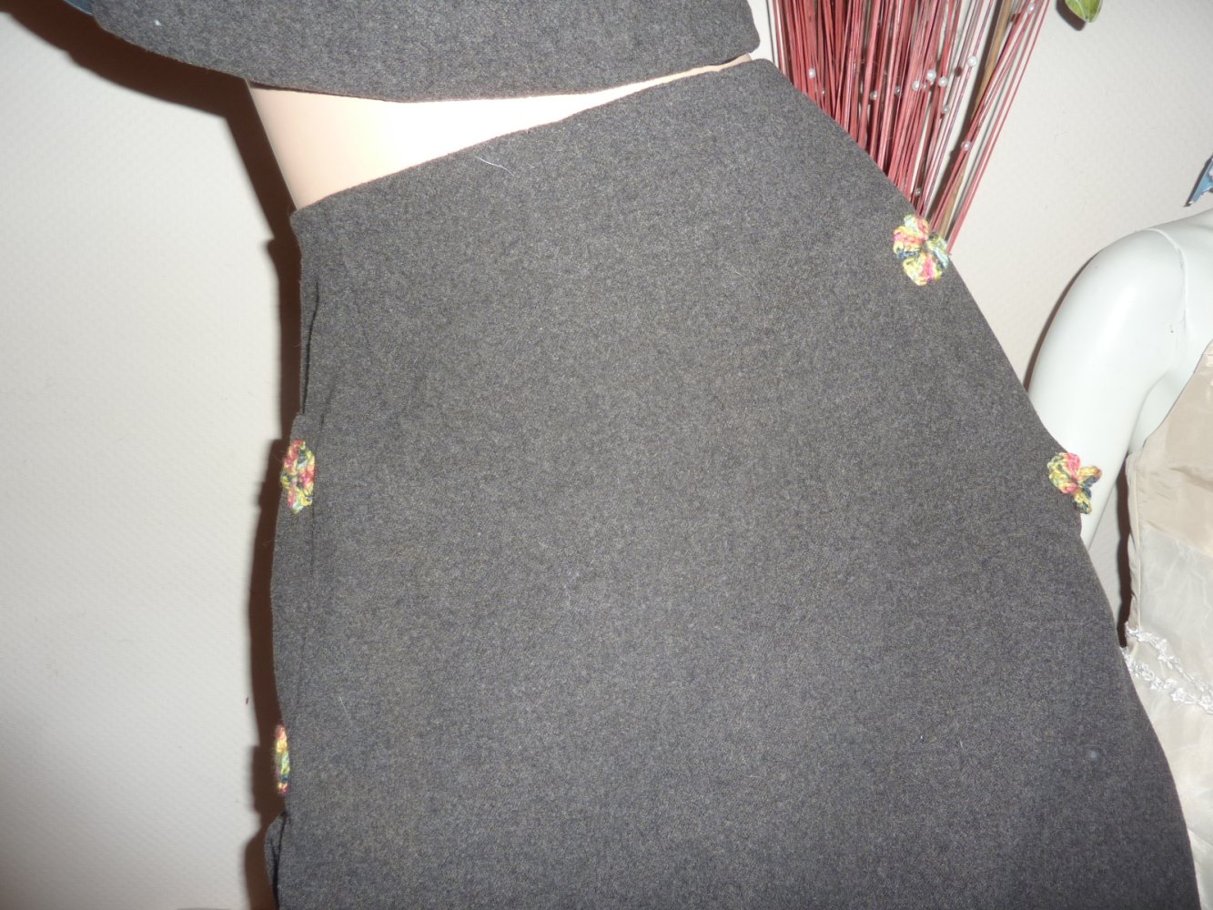 Maxirock Wolle Wollrock S M 38 40 braun Zweiteiler Combi Bolero offen Jacke kurz