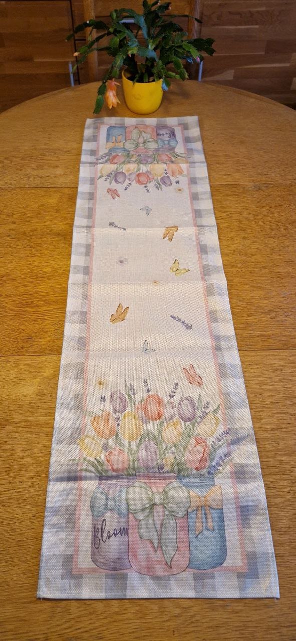 Neu. Tischläufer, Tischdecke, Frühlingsdeko. 121 x 33cm. 