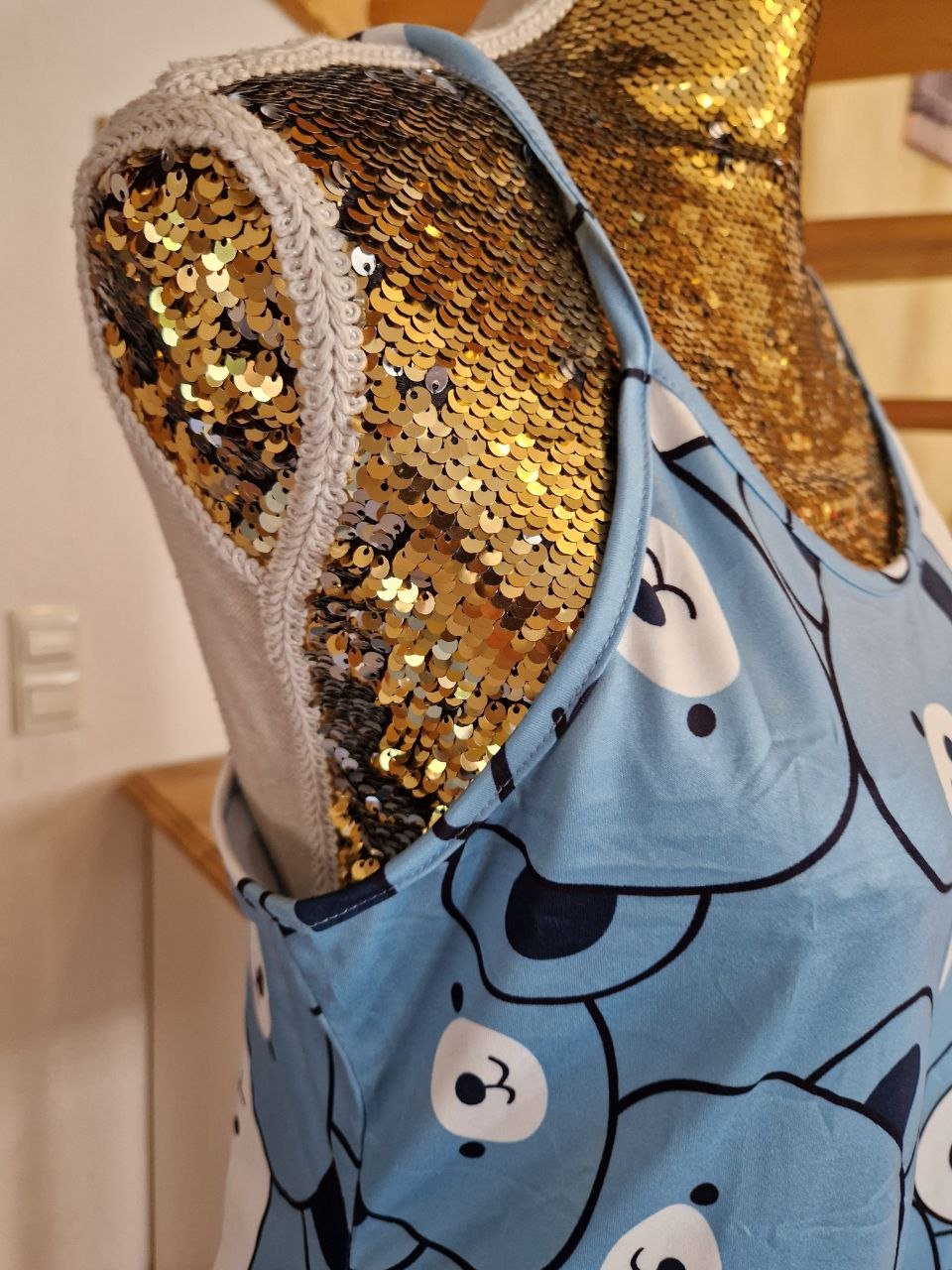 Blaues Nachthemd. Nachtwäsche. Kleid. Größe L. 