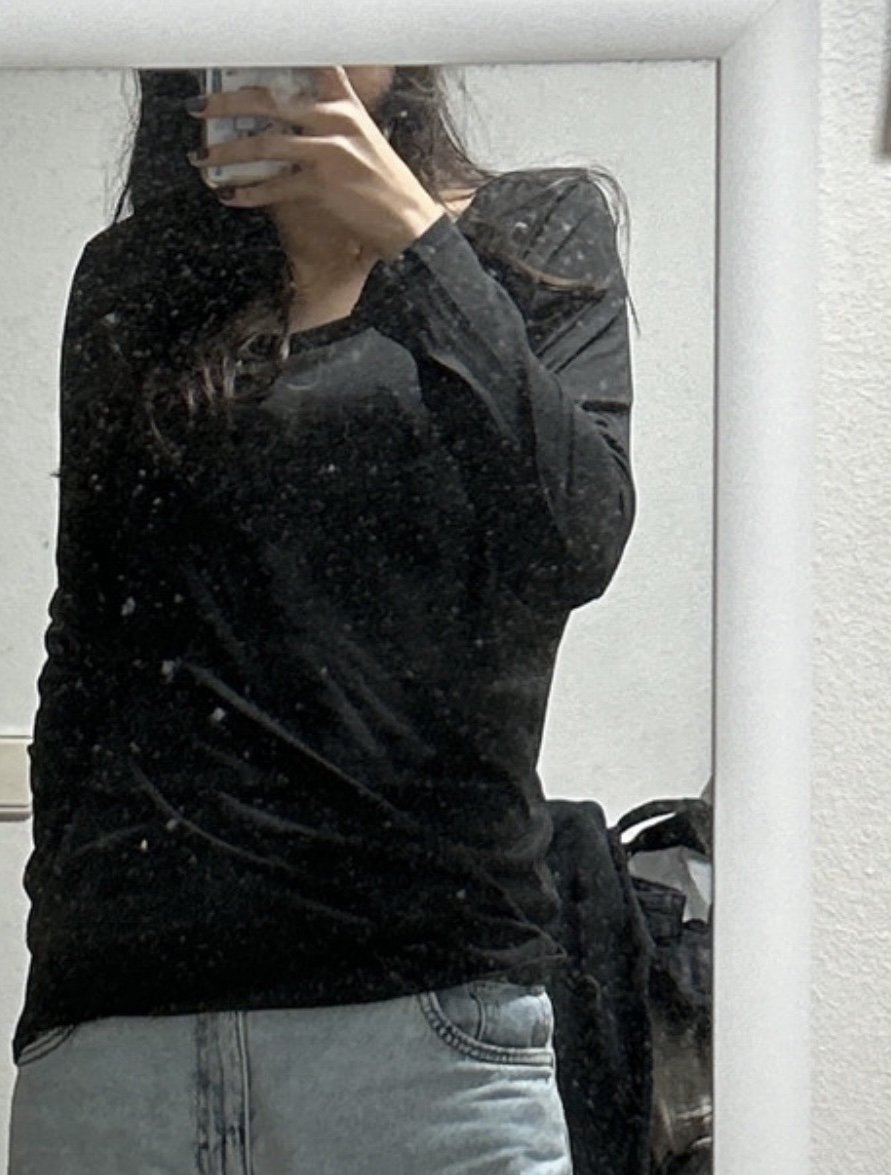 Schwarzes Basic langarm Shirt