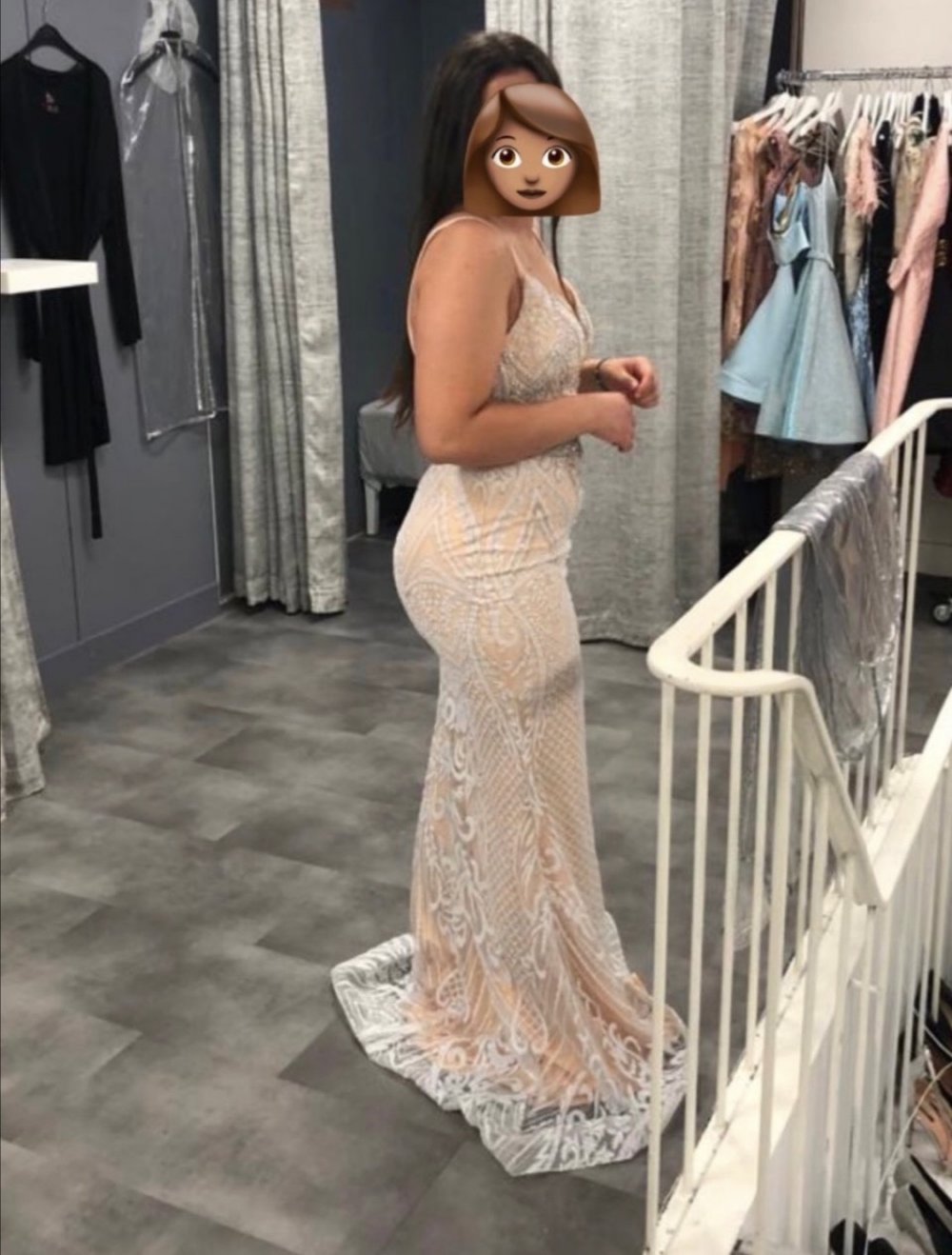 Beiges/Rosanes Abendkleid
