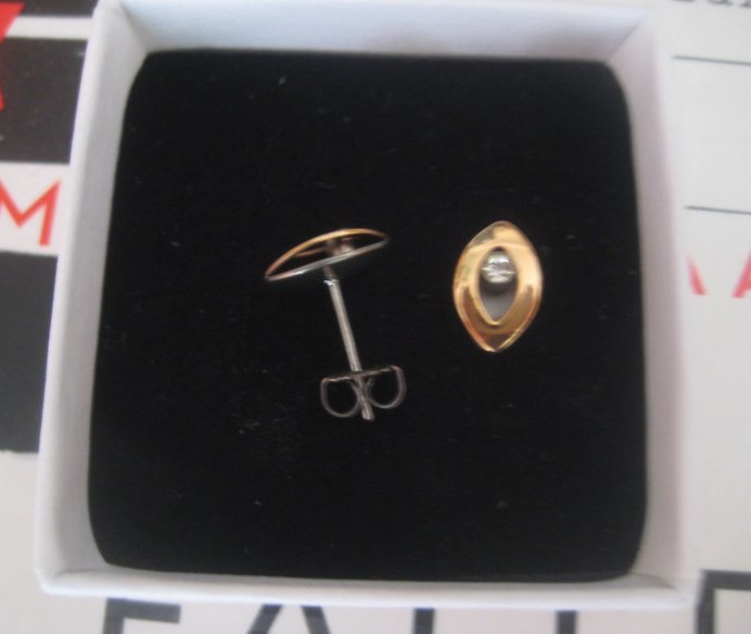 Neue Bicolor, Silber-Gold, Titan Ohrstecker mit Swarovski Kristall