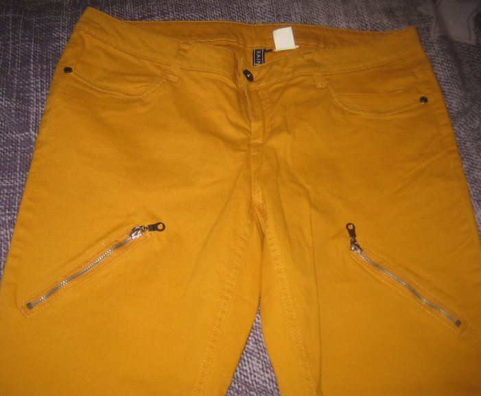 NEU Safran-farbene Jeans Rainbow,eng, Reißverschlüssen Beinen, Gr. 42