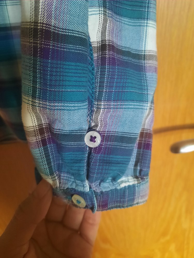 Bluse kariert S.Oliver V-Ausschnitt blau violett