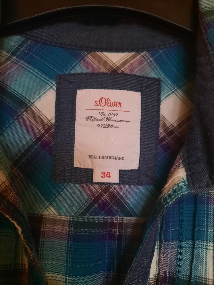 Bluse kariert S.Oliver V-Ausschnitt blau violett
