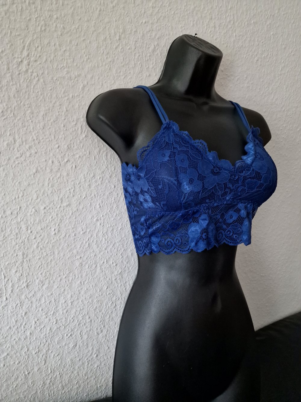 Floral Lace Wireless Padded Semi-Sheer Lace Bra One Piece Top, L