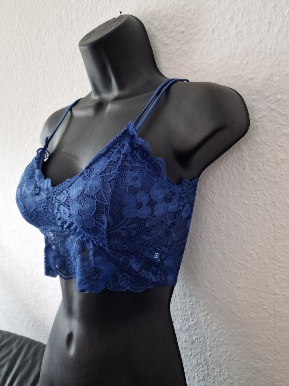 Floral Lace Wireless Padded Semi-Sheer Lace Bra One Piece Top, L