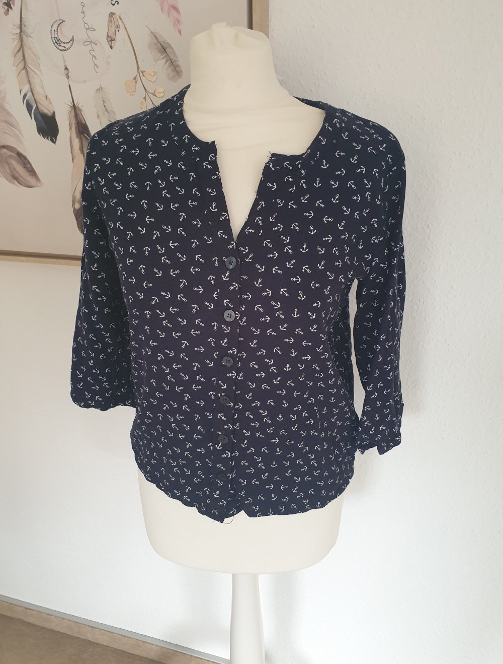 Anker Bluse blau weiß S 36