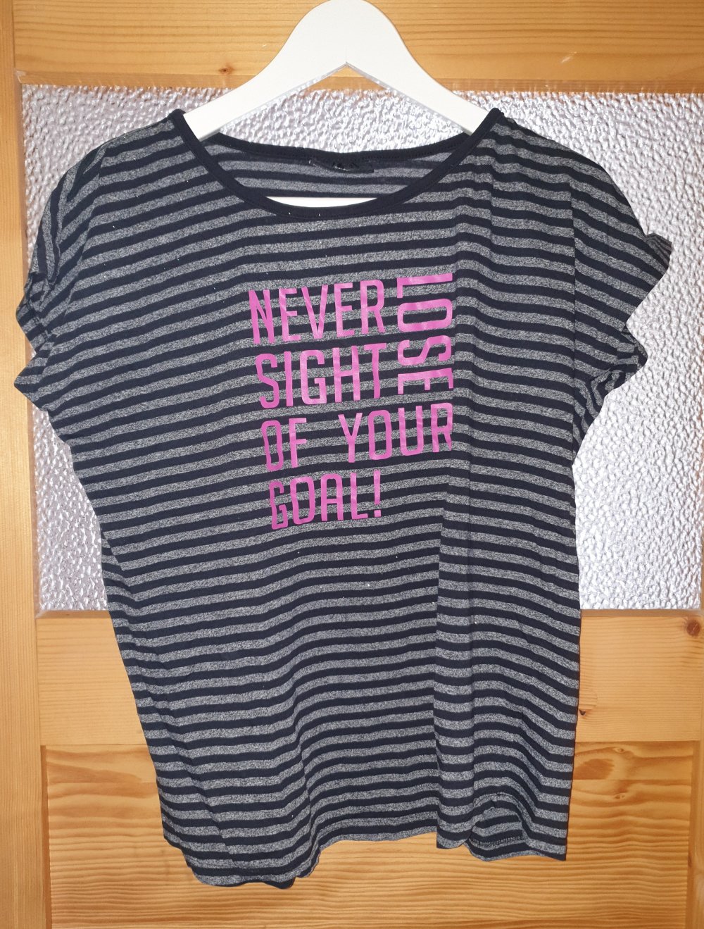 Sport T-Shirt grau schwarz pink oversized 36 38 Fitness