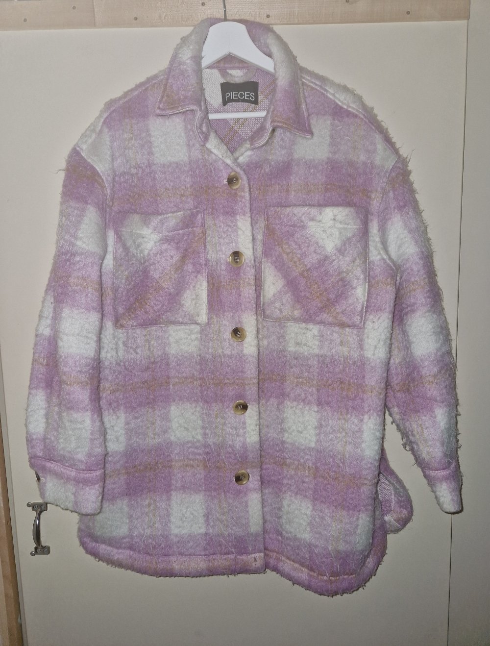 Pieces Jacke rosa weiß kariert Hemd M