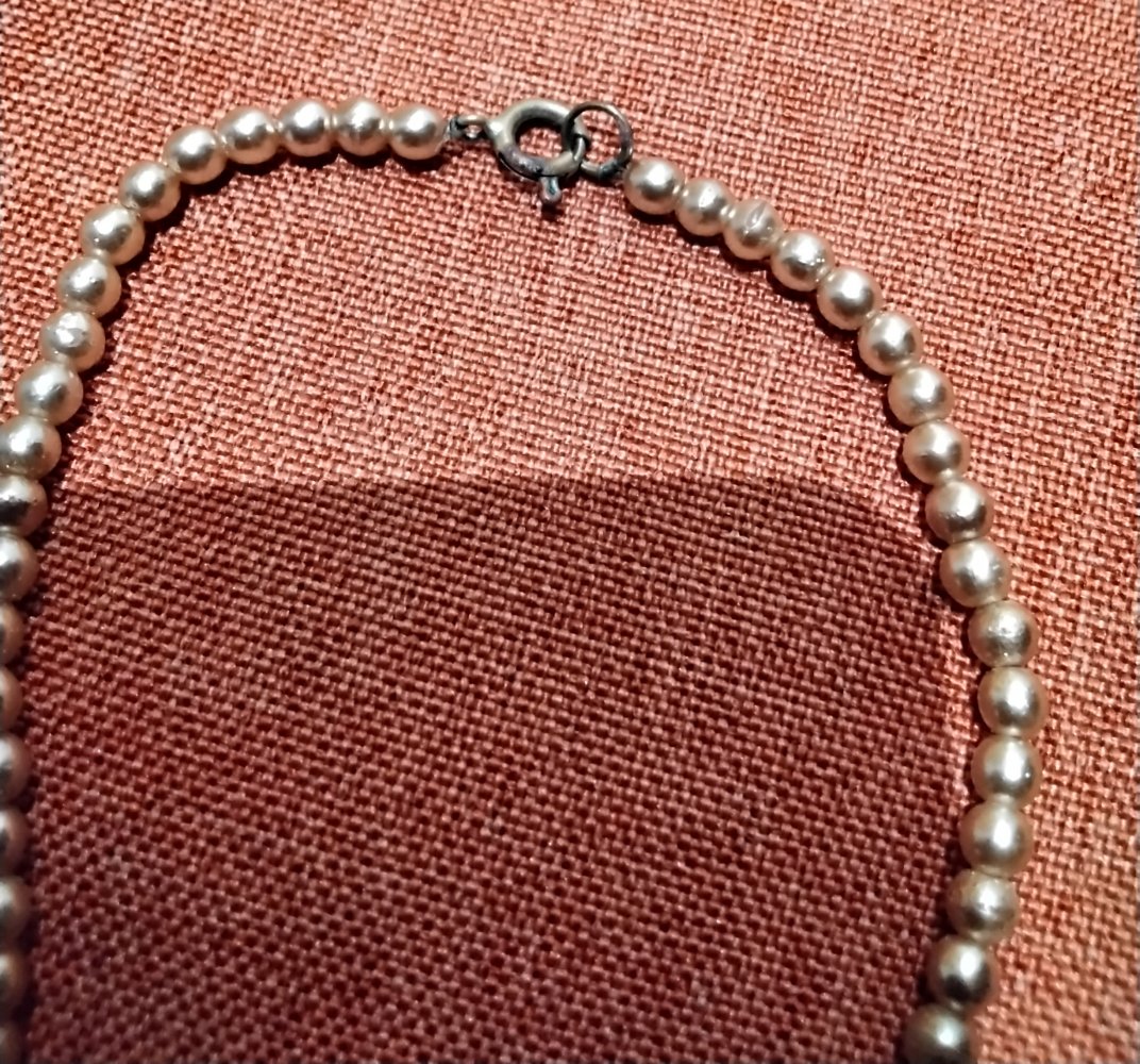 Perlenkette, Halskette mit Verlauf, aprikotfarben, Modeschmuck 