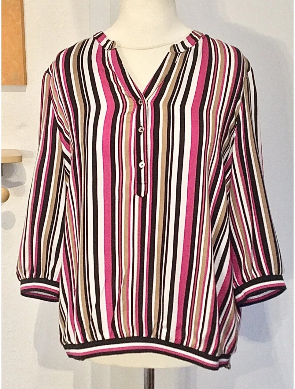 C&A Schlupfbluse Bluse Gr.42 Gestreif elastische Bündchen Neuwertig