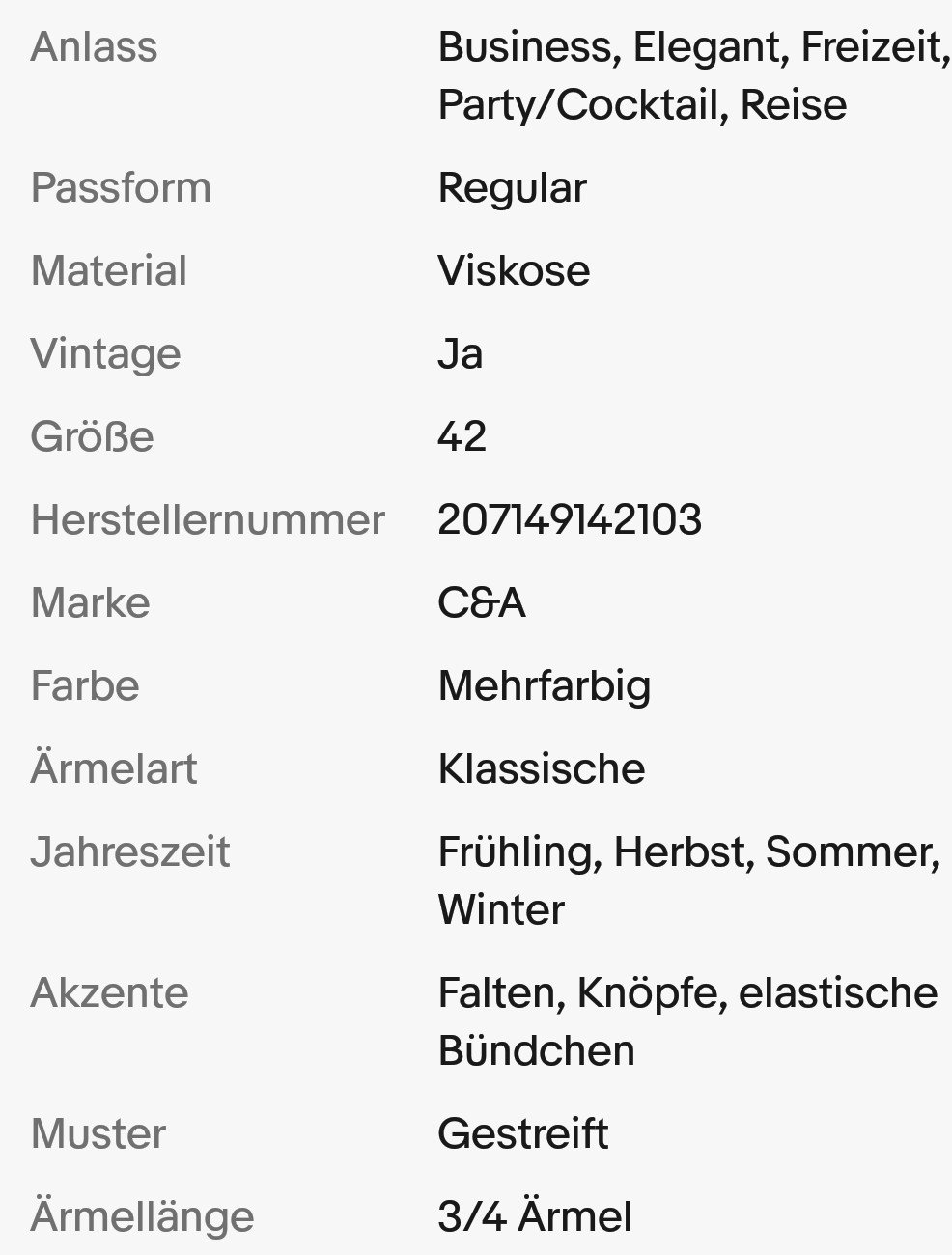 C&A Schlupfbluse Bluse Gr.42 Gestreif elastische Bündchen Neuwertig