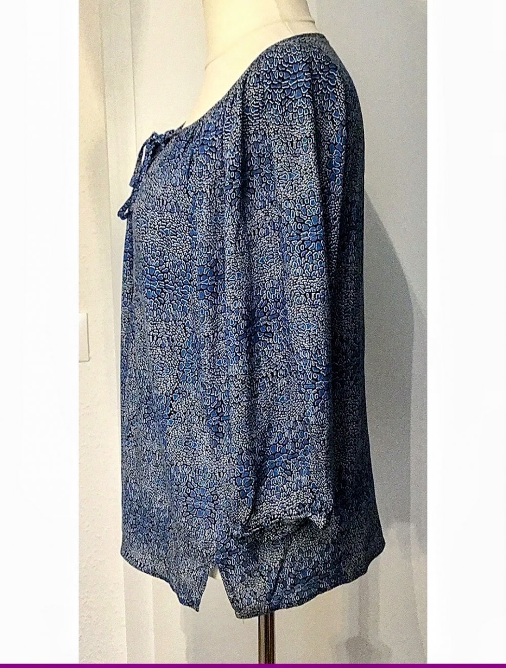 Made in Italy  3/4Arm Bluse Schlupfbluse Gr.L Schleife Perlen  Neuwertig