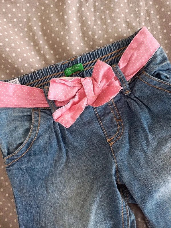 United Colors of Benetton Jeans Shorts Gr 98, 3/4 Länge, dots, Bermuda, Mädchen, Sommer, Capri, Italienmode