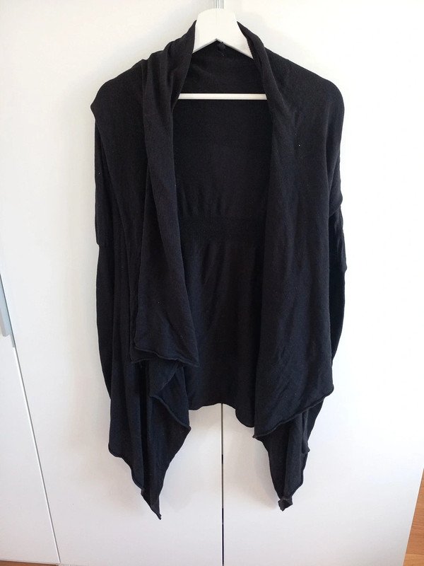 Zoe Strickjacke lang, Gr 44, XXL, Damen, schwarz, Zipfeljacke, curvy, Herbst, Winter