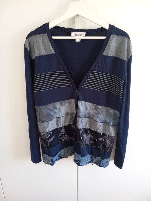 Linea Tesini Bluse Gr 46/XXL, Damen,navy, blau, Langarm, curvy, Herbst, Frühling