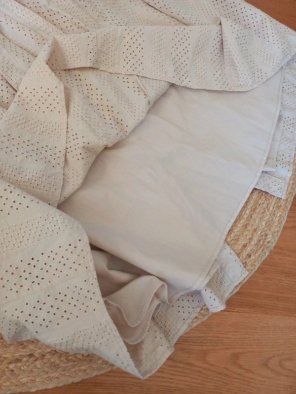 H&M Rock Vintage Gr 40/L Damen, beige, Boho, Sommer, Knöpfe, Spitze, A-Linie