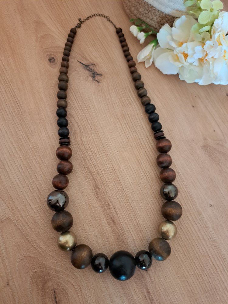  Holz Perlenkette - Kugeln Schmuck Holz