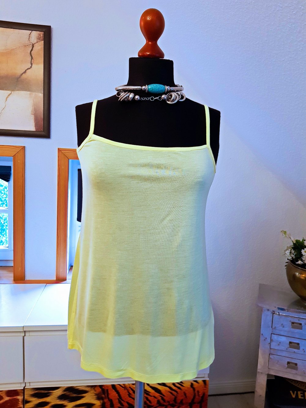 ASHLEY BROOKE Damen Tunika+Top gelb Spitze Twinset 2 Teiler Gr.S-M