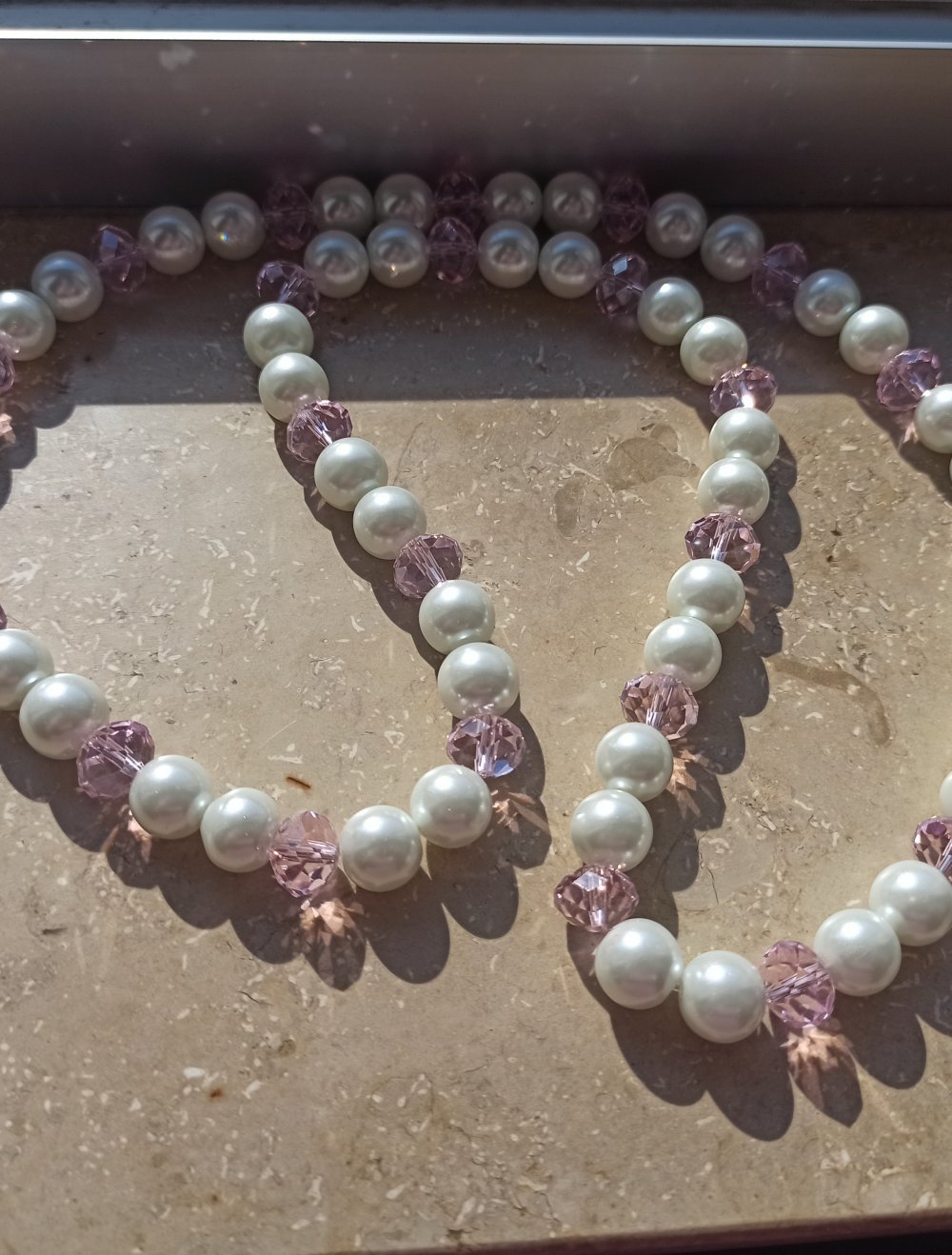 Perlen Kette - Einzelstück - neu und ungetragen// Farbe Weiß/ rosa / Versand 3€