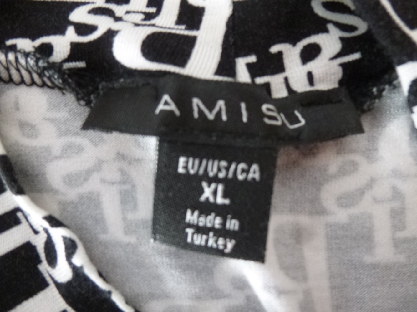  Amisu Kurzarm Shirt Gr. XL Aufdruck Paris schwarz-weiß