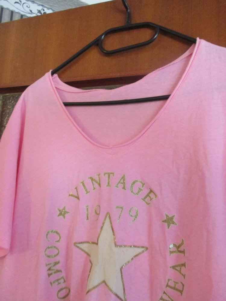neues damen tshirt rosa mit stern gr. xl 